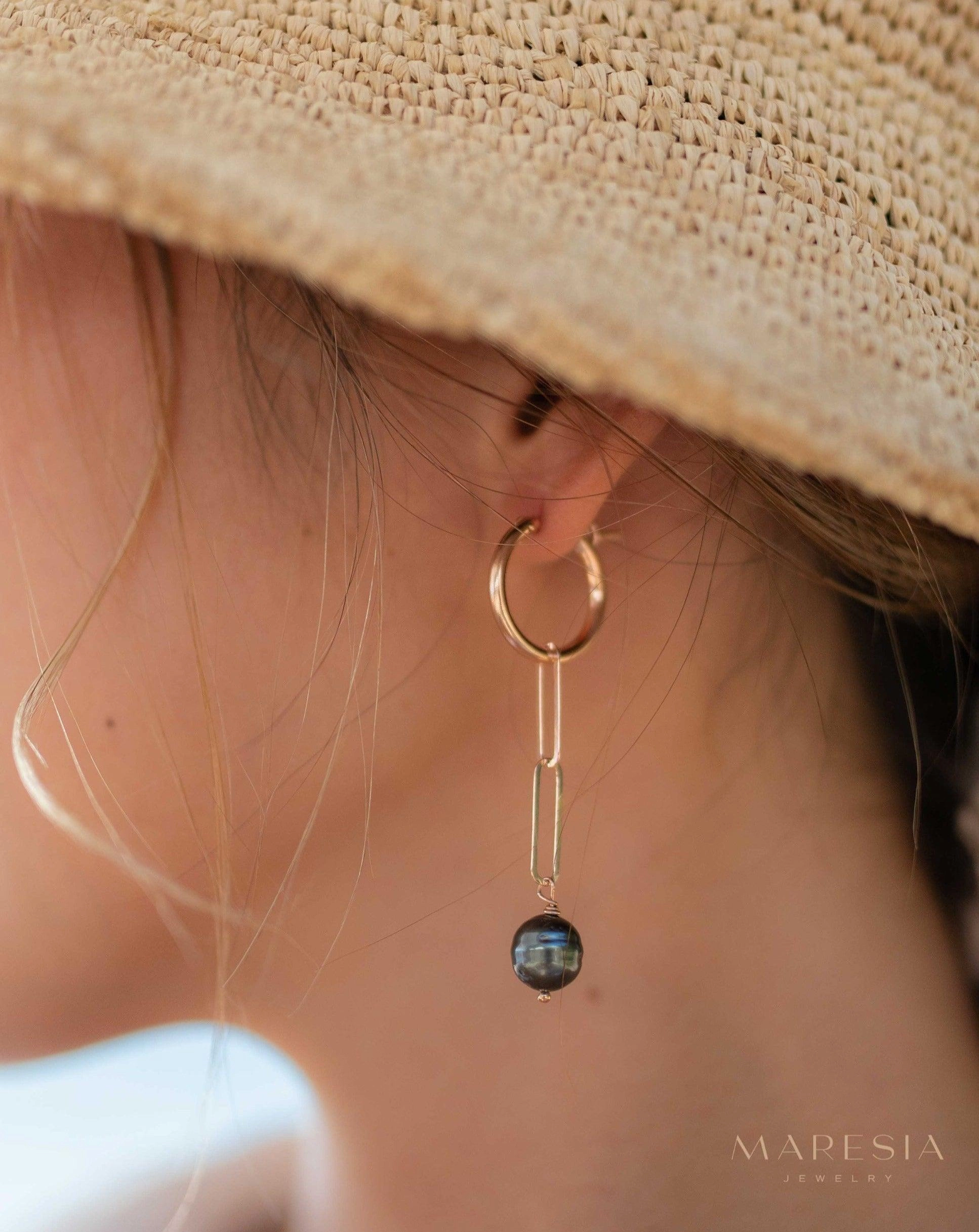 Tahitian Pearl Earrings ~ 14k Gold Filled, Rose Gold Filled or Sterling Silver 925 ~ ME220