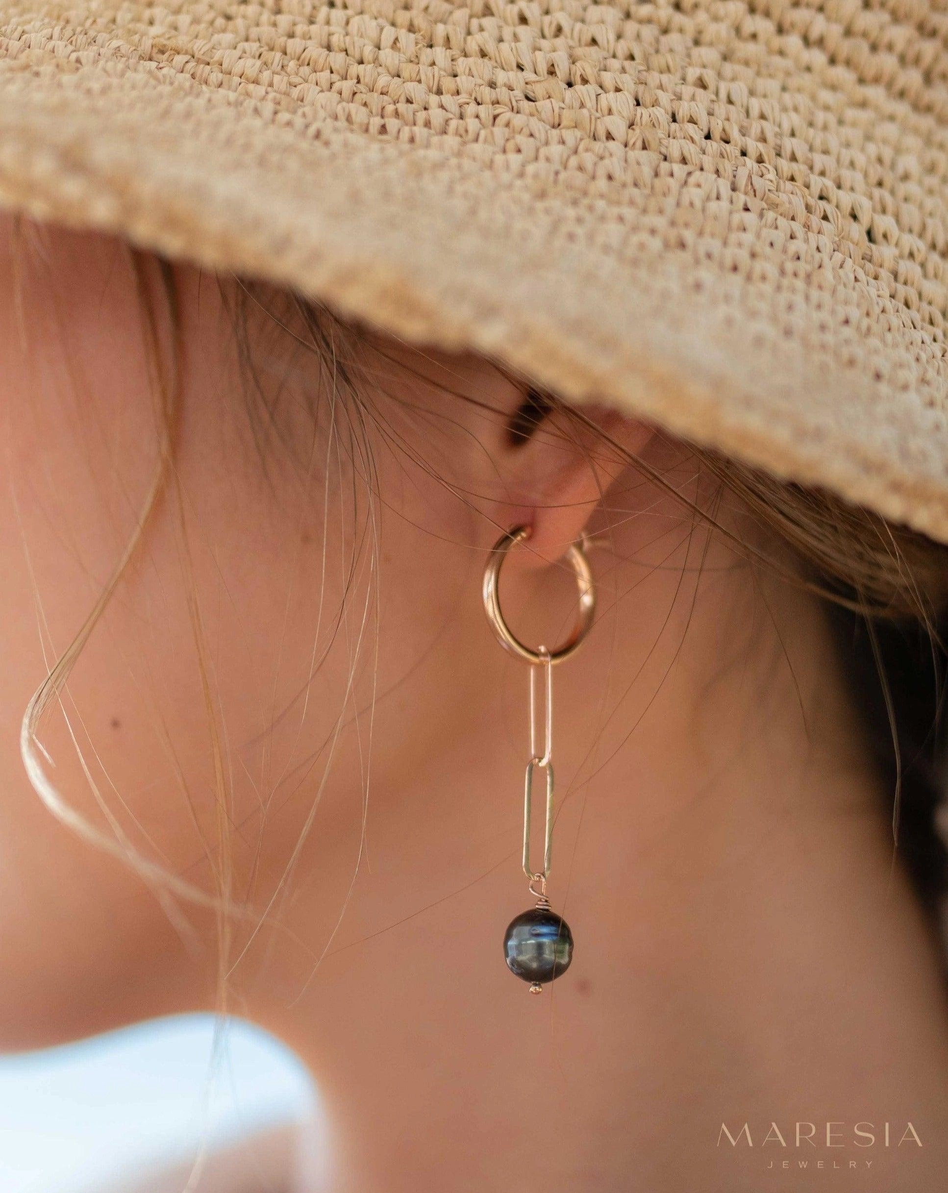 Tahitian Pearl Earrings ~ 14k Gold Filled, Rose Gold Filled or Sterling Silver 925 ~ ME220