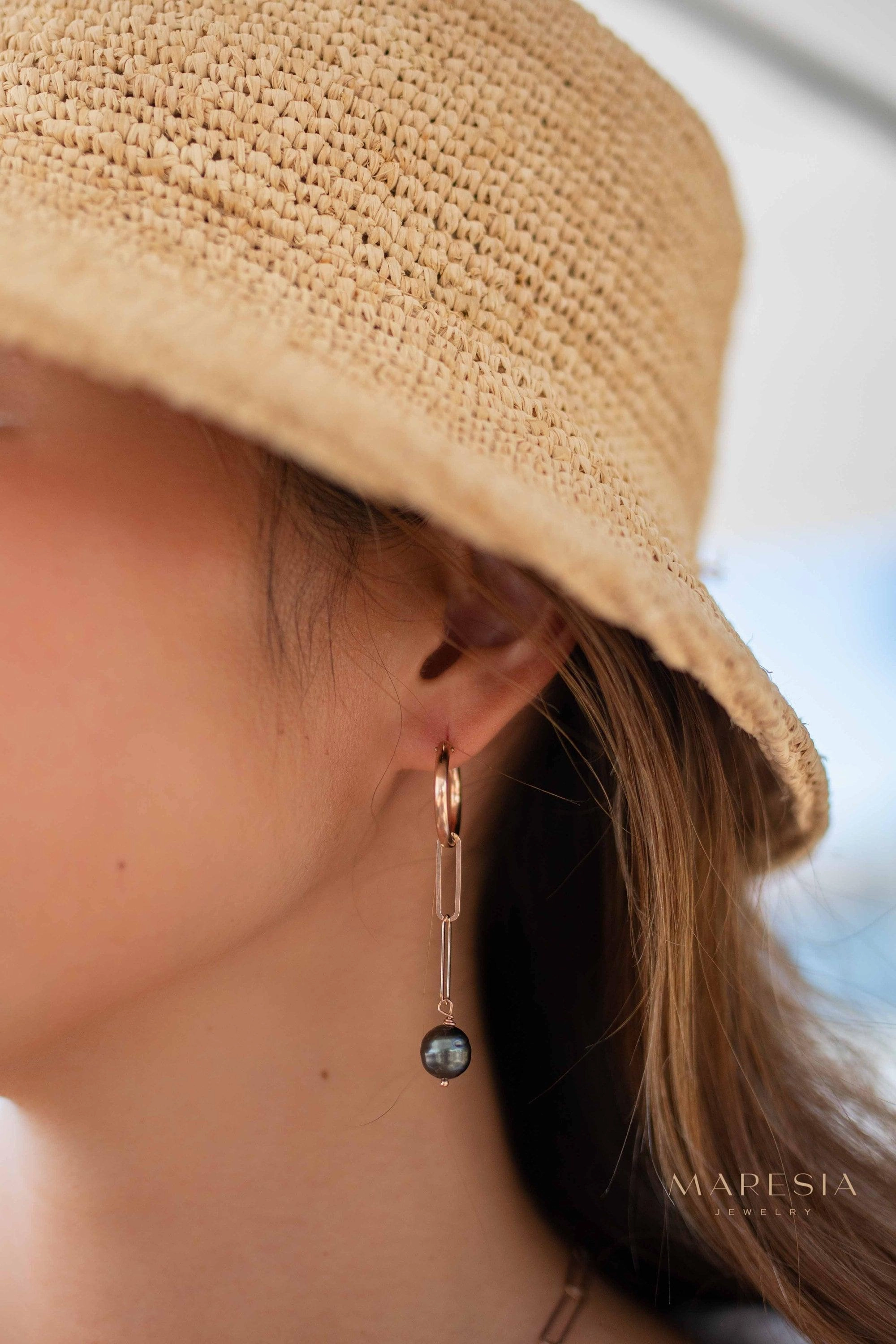 Tahitian Pearl Earrings ~ 14k Gold Filled, Rose Gold Filled or Sterling Silver 925 ~ ME220