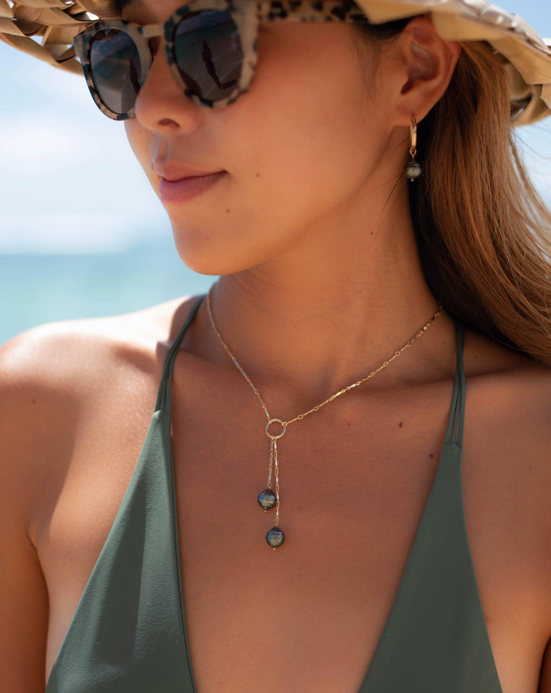 Tahitian Pearls Necklace ~ Gold Vermeil or Sterling Silver ~ MN062