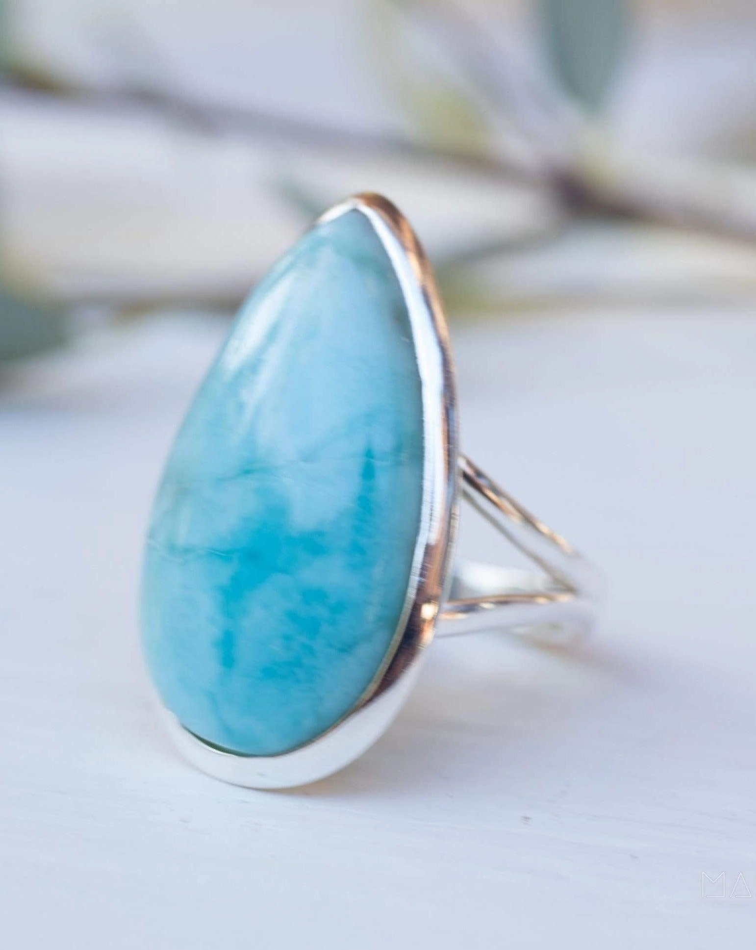 Tamar Larimar Ring ~  Sterling Silver 925 ~ MR275