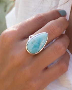Tamar Larimar Ring ~  Sterling Silver 925 ~ MR275