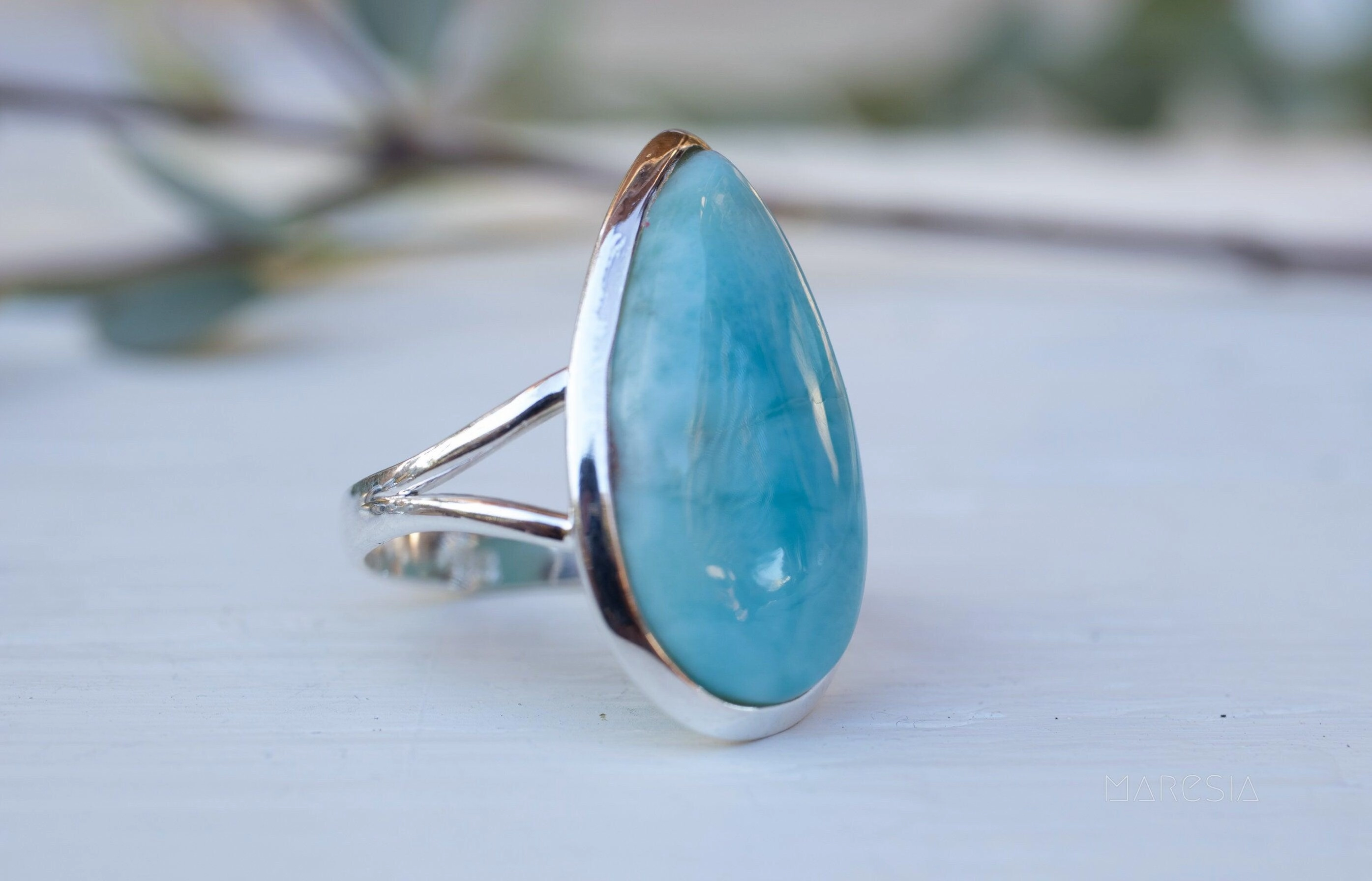 Tamar Larimar Ring ~  Sterling Silver 925 ~ MR275