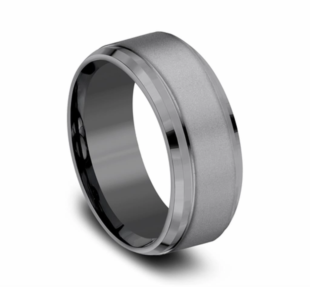 Tantalum The Duke Sandblast 9mm Beveled Wedding Band
