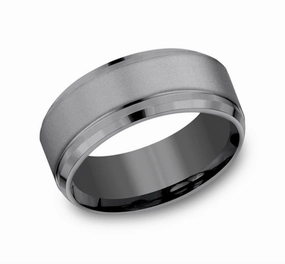 Tantalum The Duke Sandblast 9mm Beveled Wedding Band