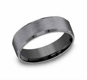 Tantalum The Major Wire Brush Center 7mm Wedding Band