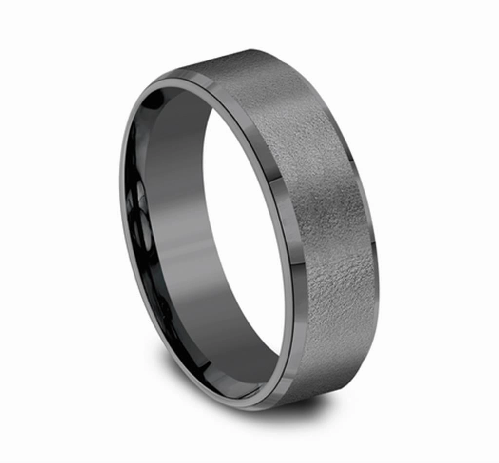 Tantalum The Major Wire Brush Center 7mm Wedding Band