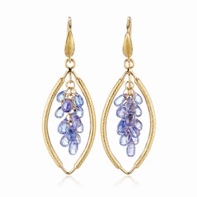 Tanzanite Open-Shape Cluster Earrings