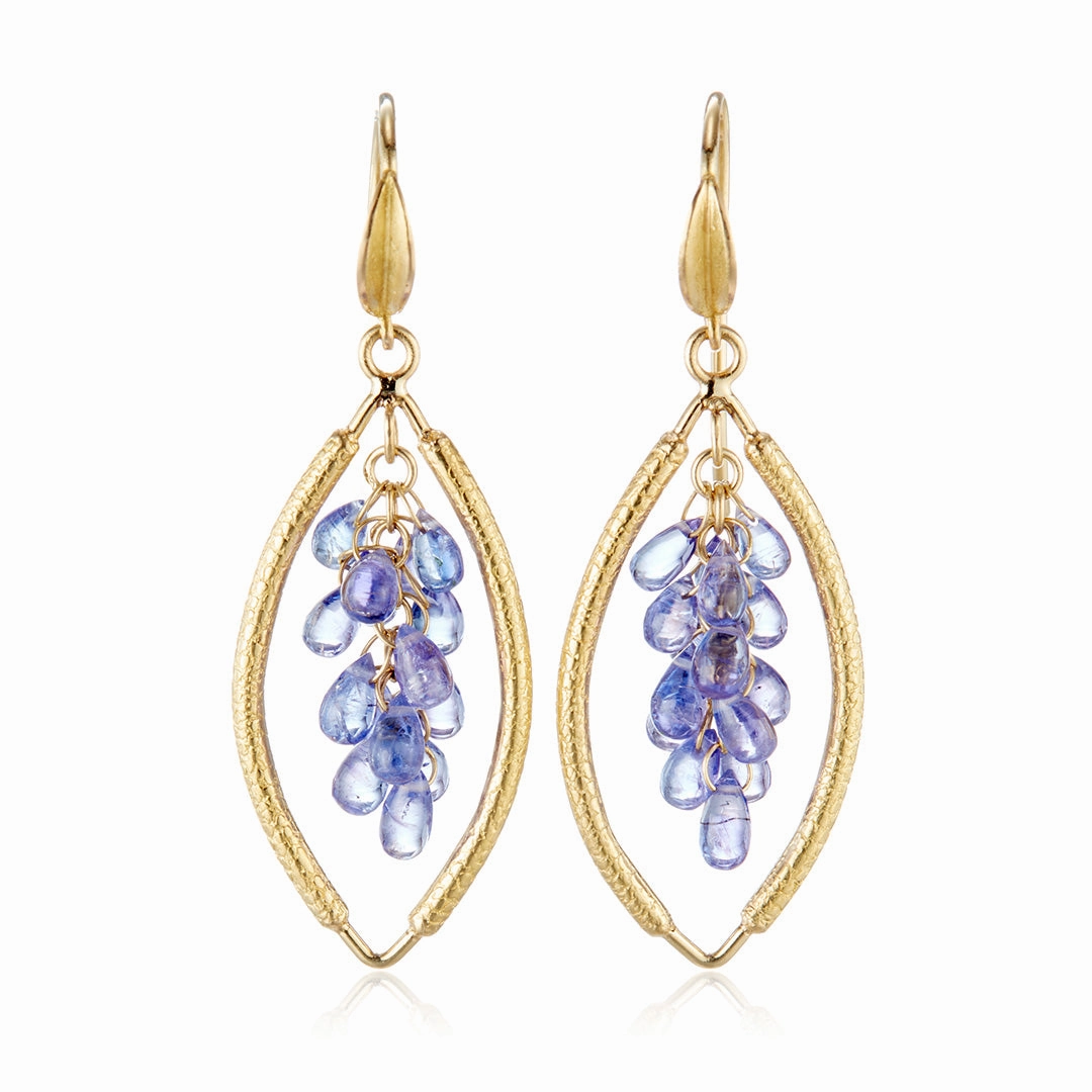 Tanzanite Open-Shape Cluster Earrings