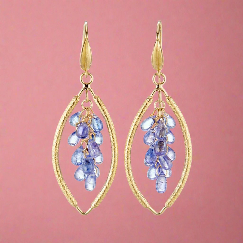 Tanzanite Open-Shape Cluster Earrings