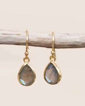 Tear Drop Earrings ~ 18k Gold Plated ~ Labradorite ~ ME187
