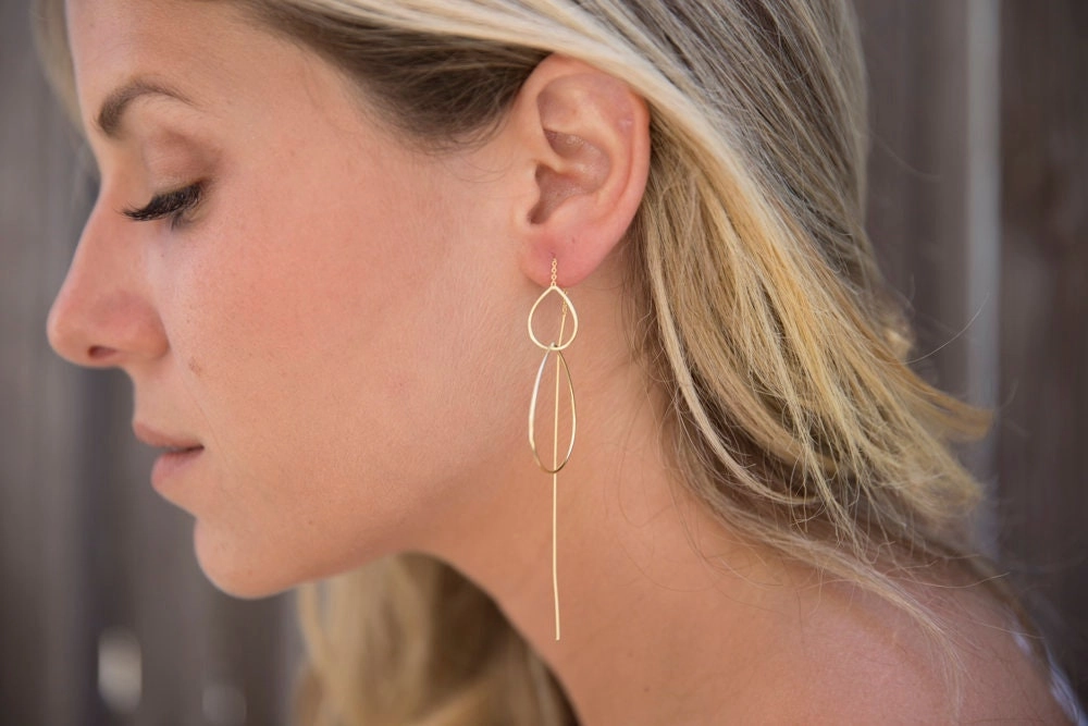 Thalia Threader Earrings ~ 18k Gold Plated or Sterling Silver Earrings ~ ME027