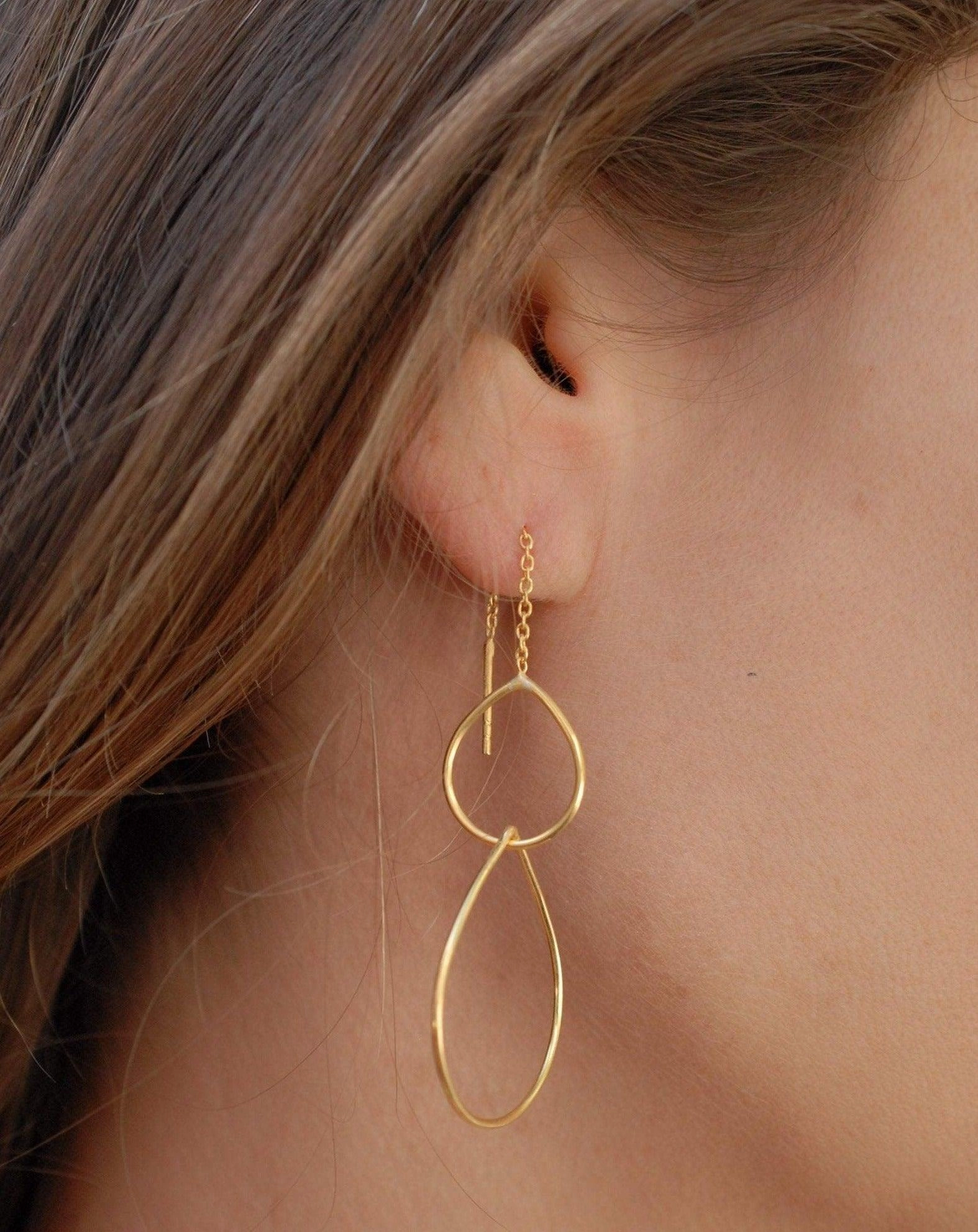 Threader Earrings ~18k Gold Vermeil ~ ME023