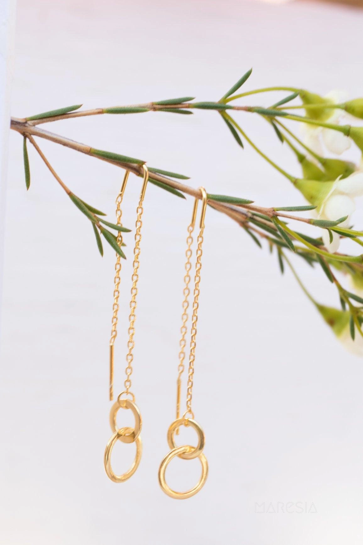 Threader Earrings ~ 18k Gold Vermeil~ ME113