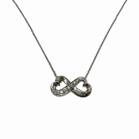 Tiffany & Co. 18K White Gold Diamond Infinity Loving Heart Pendant Necklace