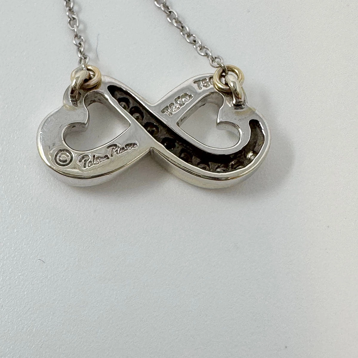 Tiffany & Co. 18K White Gold Diamond Infinity Loving Heart Pendant Necklace
