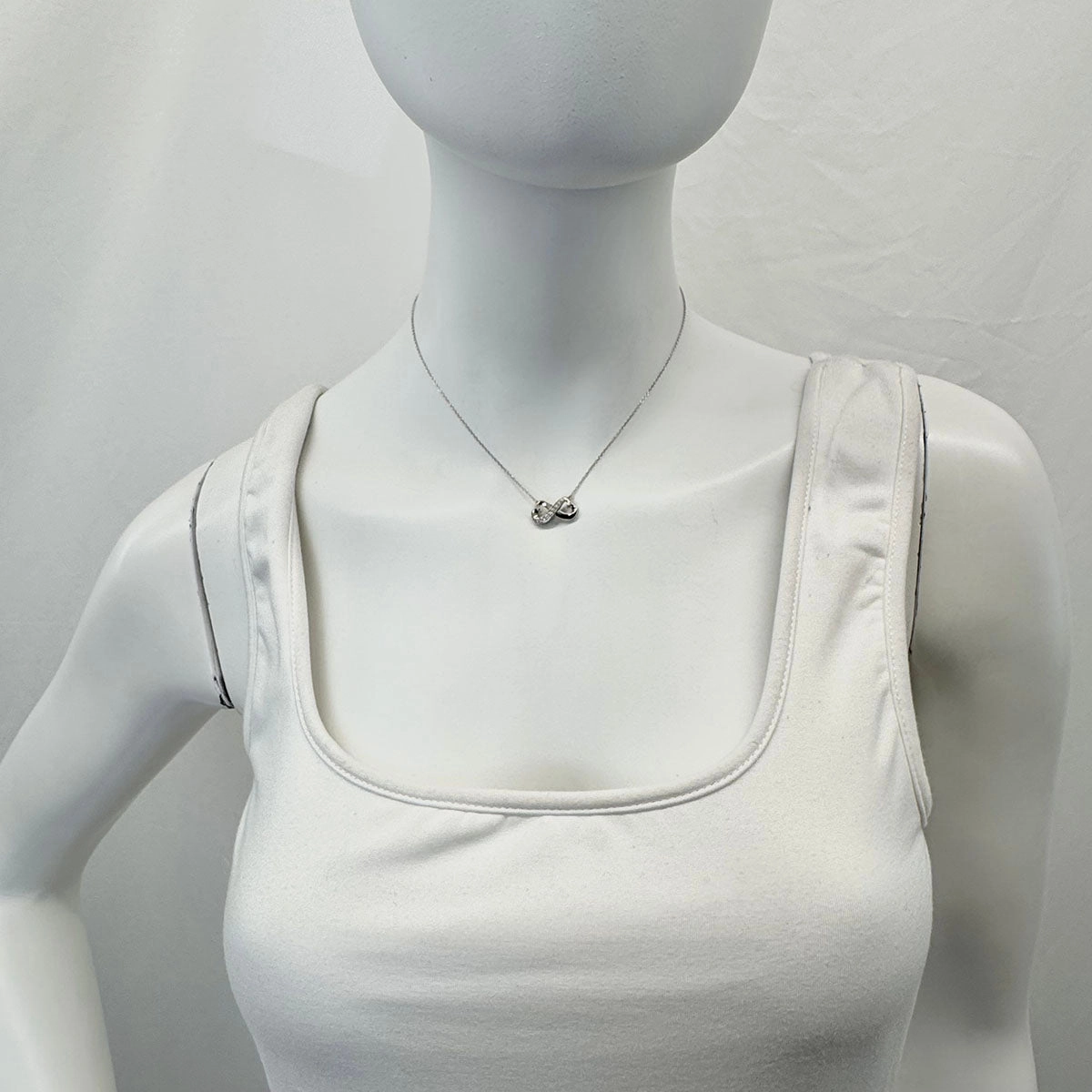 Tiffany & Co. 18K White Gold Diamond Infinity Loving Heart Pendant Necklace