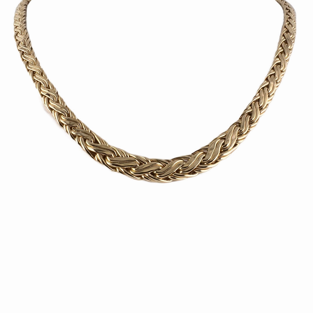 Tiffany Hollow Woven Gold Tapered Necklace