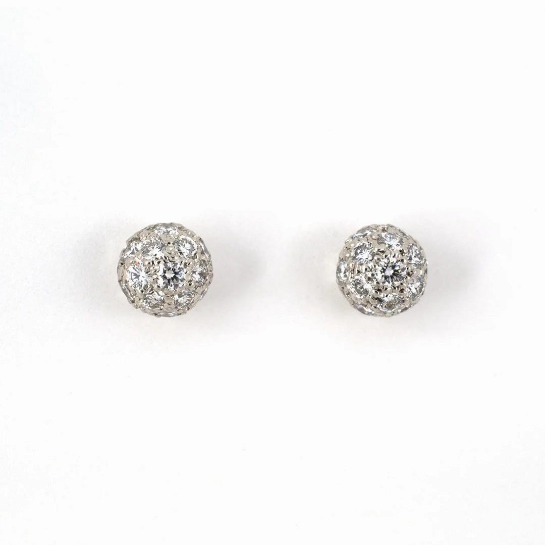 Tiffany Pav Diamond Ball Stud Earrings