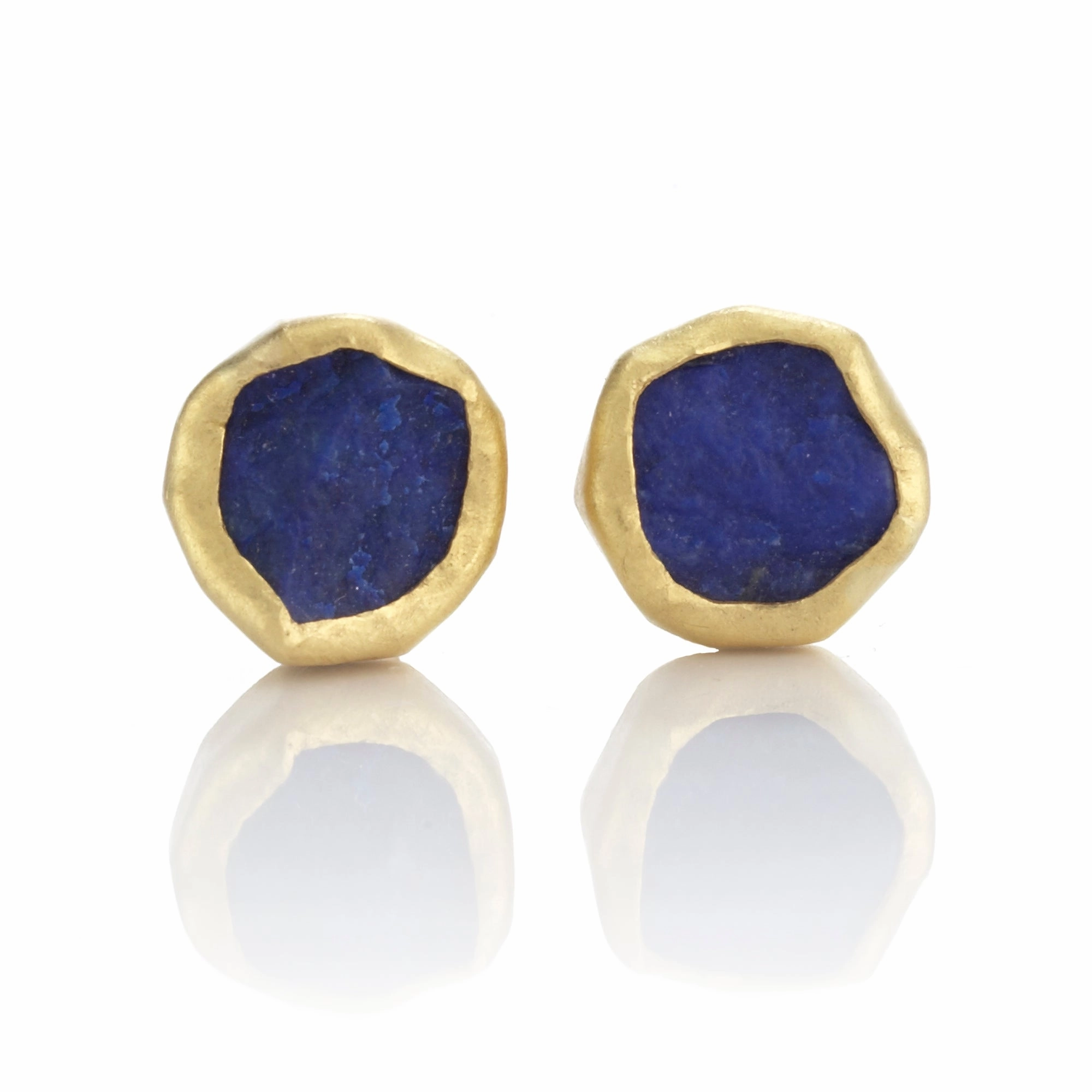 Tiny Lapis Rough-Cut Earrings