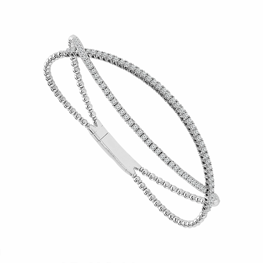 Titanium And 14K White Gold Diamond Flexie Bracelet