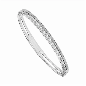 Titanium And 14K White Gold Double Row Diamond Flexie Bracelet