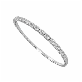Titanium And 14K White Gold Oval Diamond Flexie Bracelet