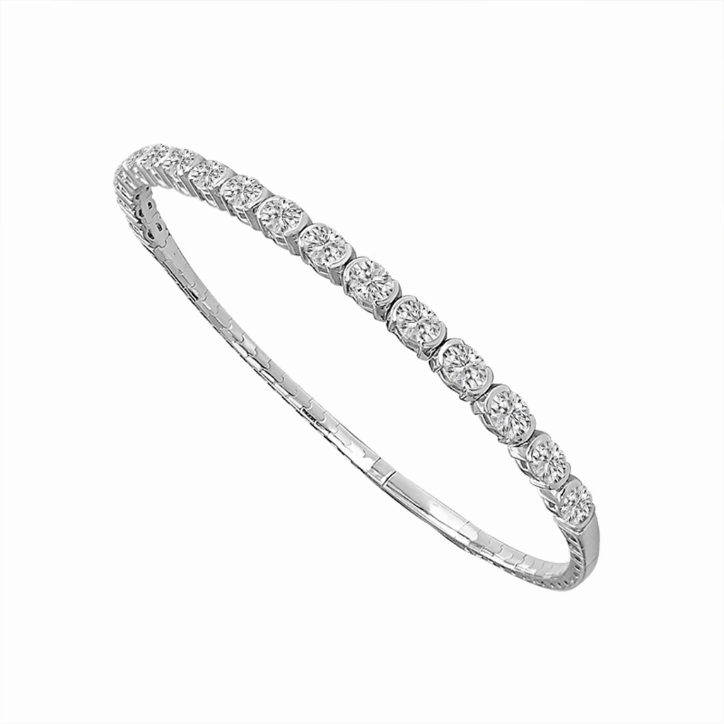 Titanium And 14K White Gold Oval Diamond Flexie Bracelet