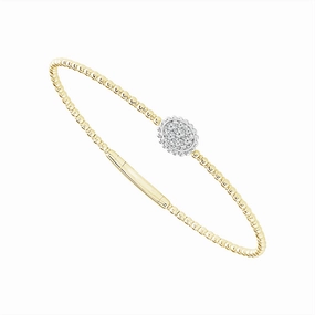 Titanium And 14K Yellow And White Gold Natural Diamonds Flexie Bracelet