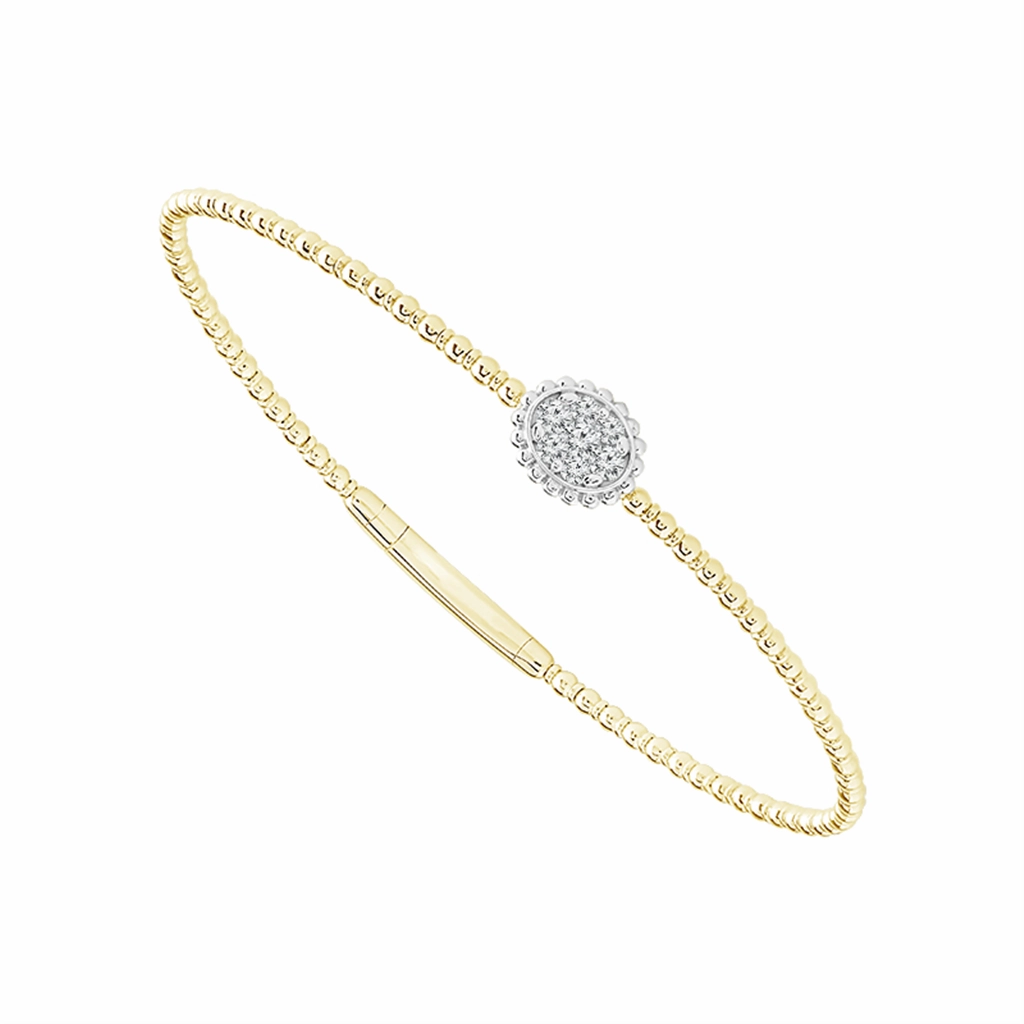 Titanium And 14K Yellow And White Gold Natural Diamonds Flexie Bracelet