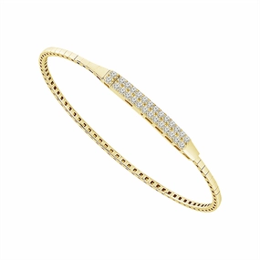 Titanium And 14K Yellow Gold Double Row Diamond Flexie Bracelet