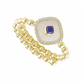 Titanium and 14K Yellow Gold Flexie Lapis And Mother Of Pearl Ring