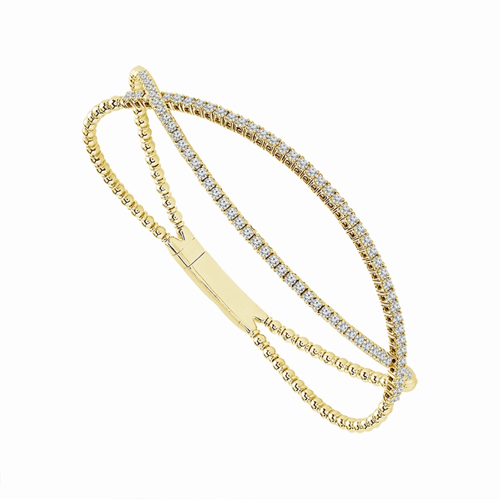 Titanium And 14K Yellow Gold Freeform Diamond Flexie Bangle Bracelet