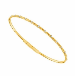 Titanium And 14K Yellow Gold Natural Diamonds Flex Bracelet