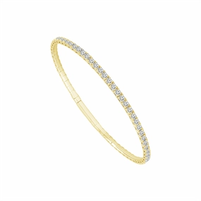 Titanium And 14K Yellow Gold Natural Diamonds Flexie Bracelet