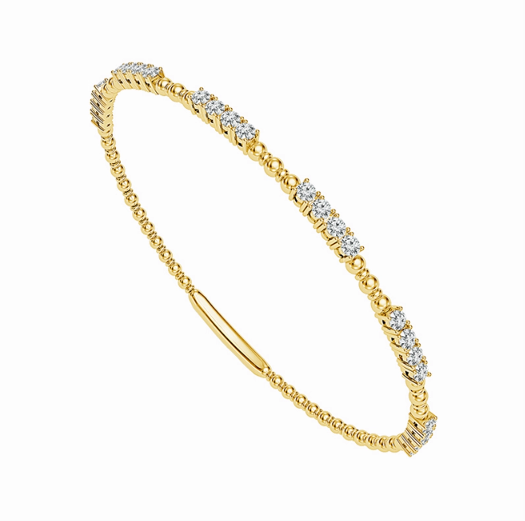 Titanium And 14K Yellow Gold Natural Diamonds Flexie Bracelet