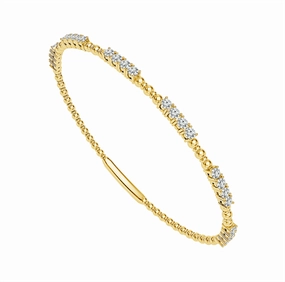 Titanium And 14K Yellow Gold Natural Diamonds Flexie Bracelet