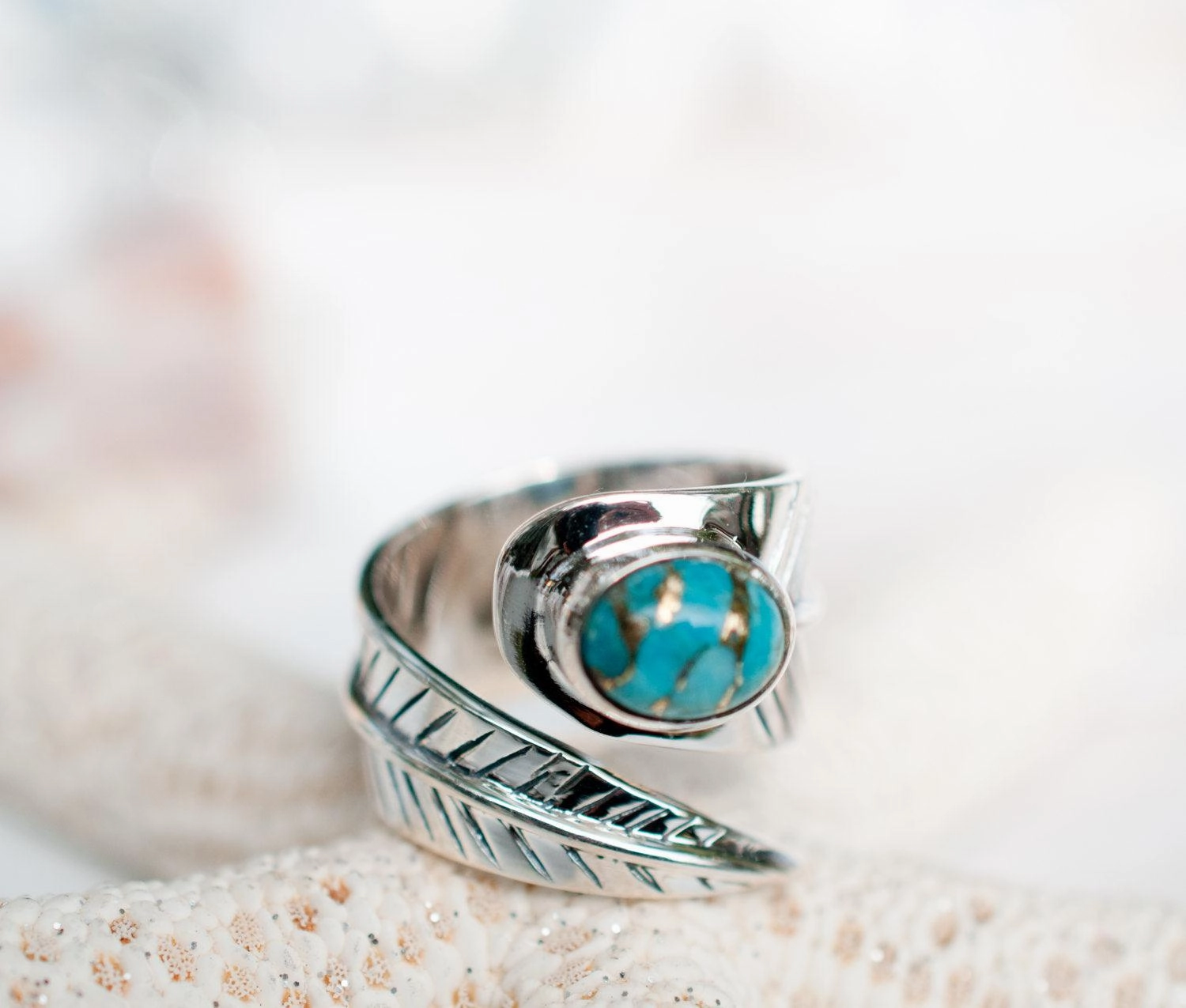 Tortuga Copper Turquoise Ring ~ Sterling Silver 925 ~ SMR130