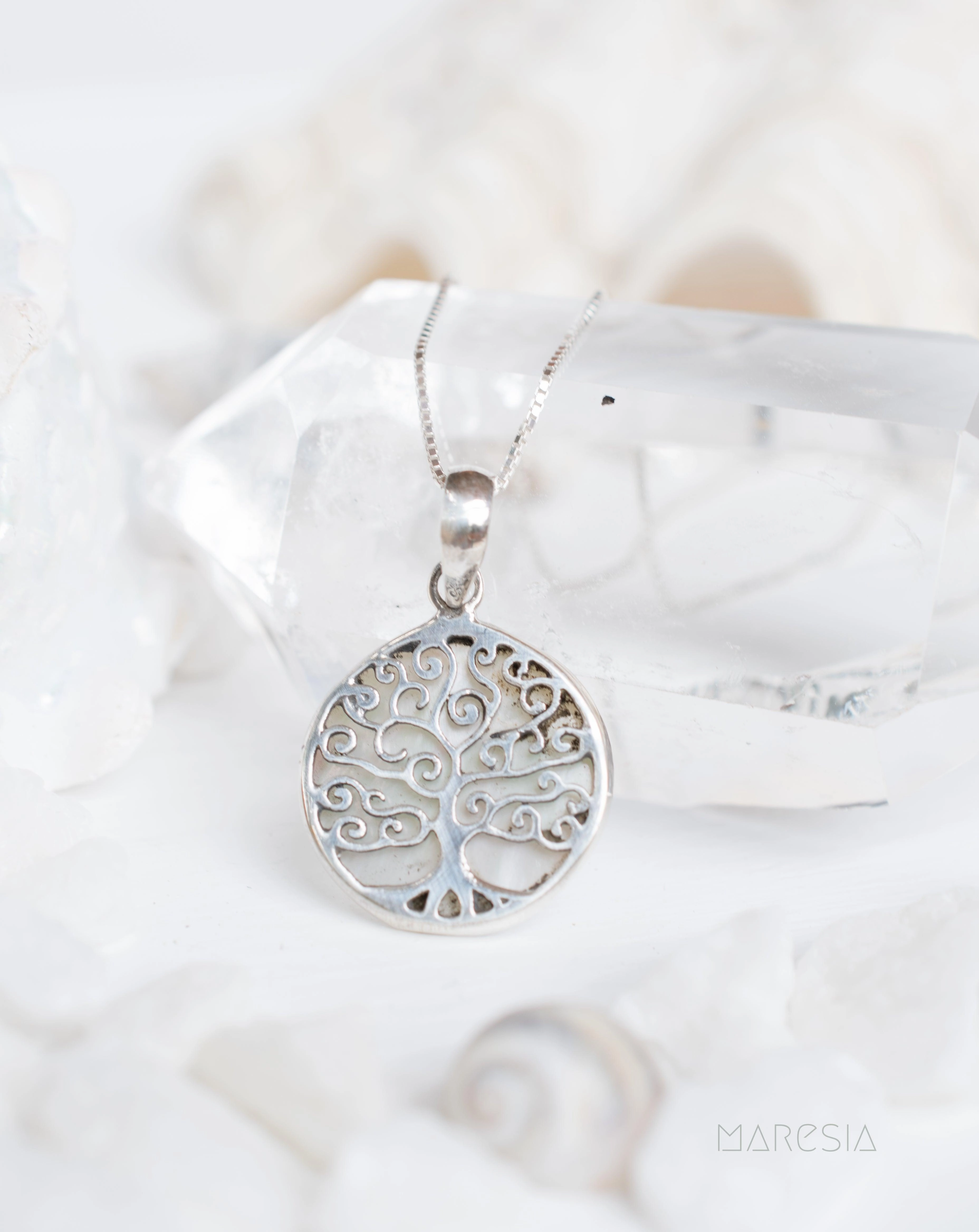 Tree of Life Small Pendant ~ Abalone, Mother of Pearl or Coral ~ Sterling Silver 925 ~SMP018