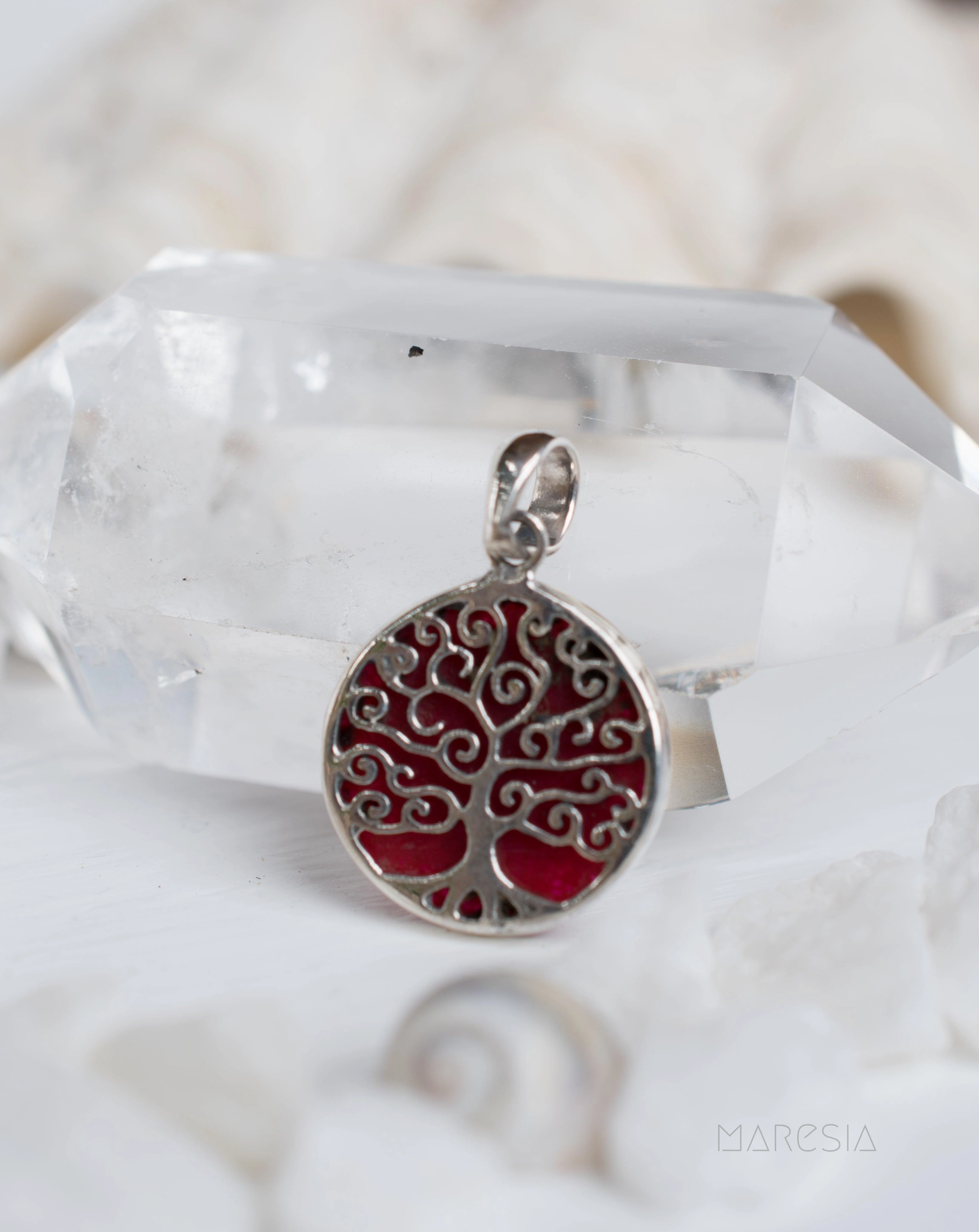 Tree of Life Small Pendant ~ Abalone, Mother of Pearl or Coral ~ Sterling Silver 925 ~SMP018