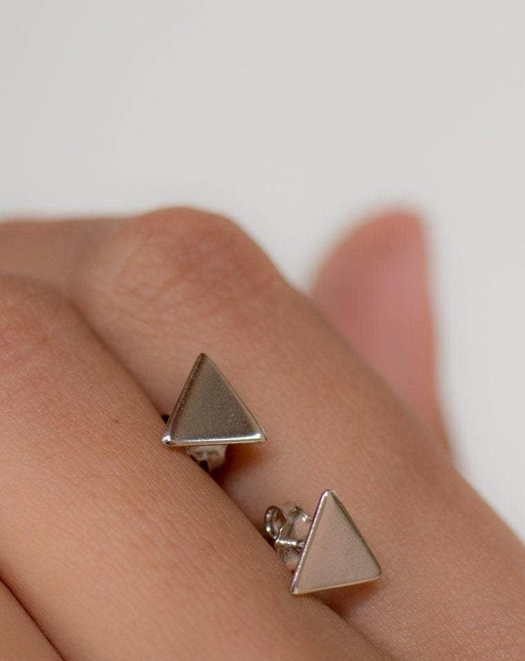 Triangle Shape Earrings ~ Sterling Silver 925 ~ ME122