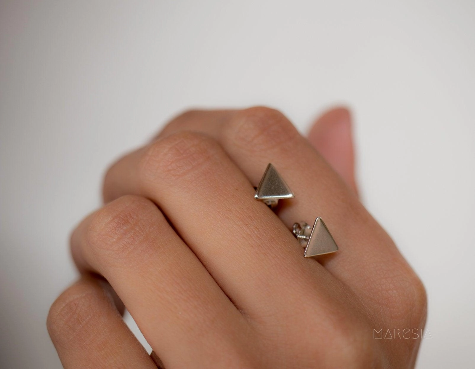 Triangle Shape Earrings ~ Sterling Silver 925 ~ ME122
