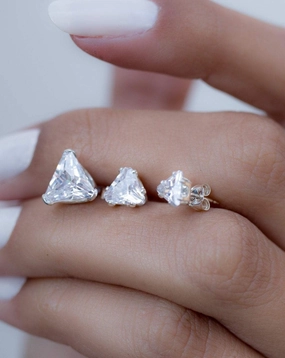 Triangle Shape Earrings ~ Sterling Silver or Gold Vermeil ~ ME068