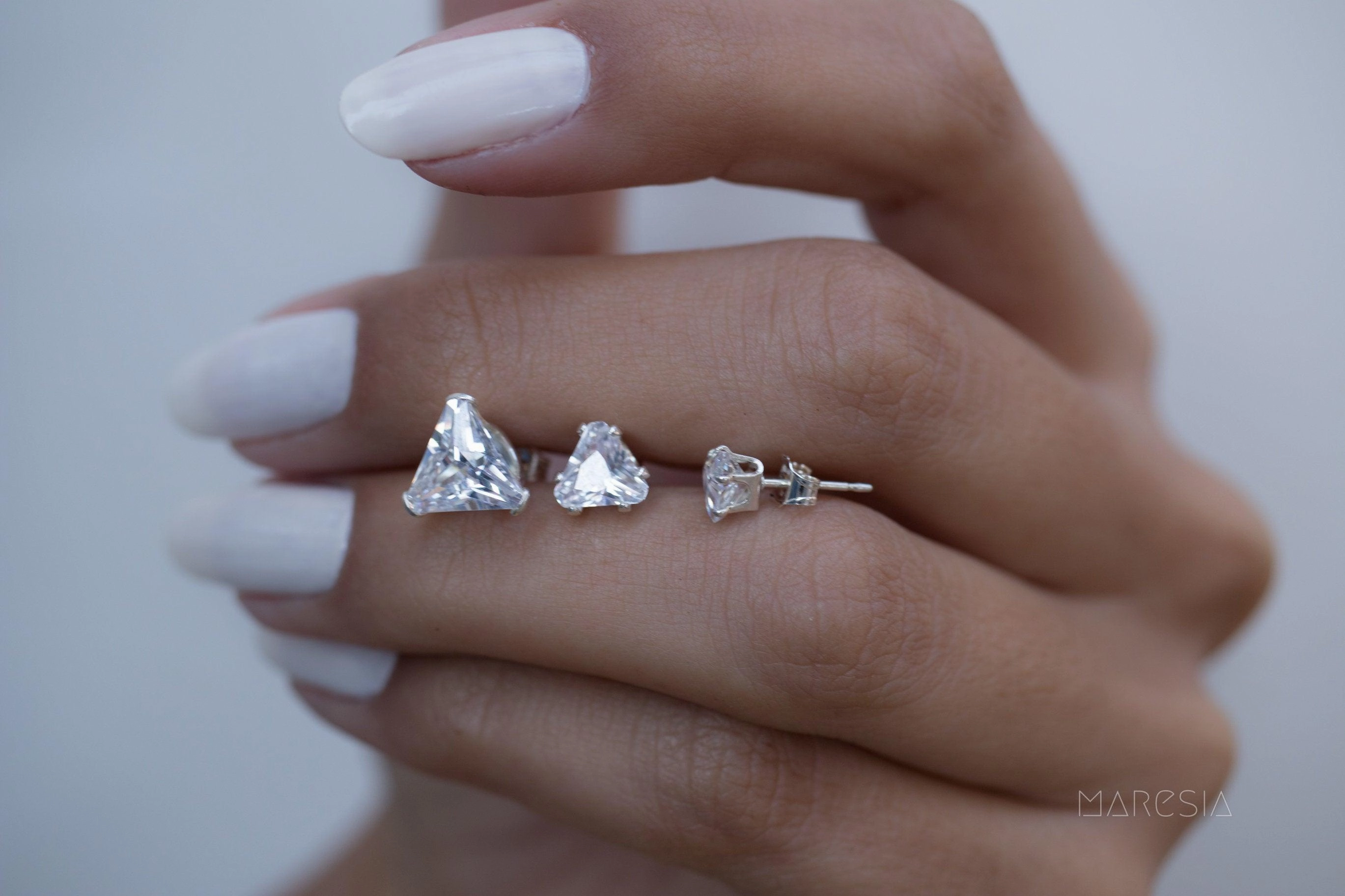 Triangle Shape Earrings ~ Sterling Silver or Gold Vermeil ~ ME068