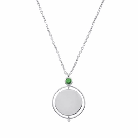 Tsavorite Silver Pivot Disc Pendant Necklace