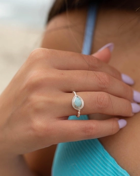 Tulum Larimar Ring ~Sterling Silver 925 ~MR256