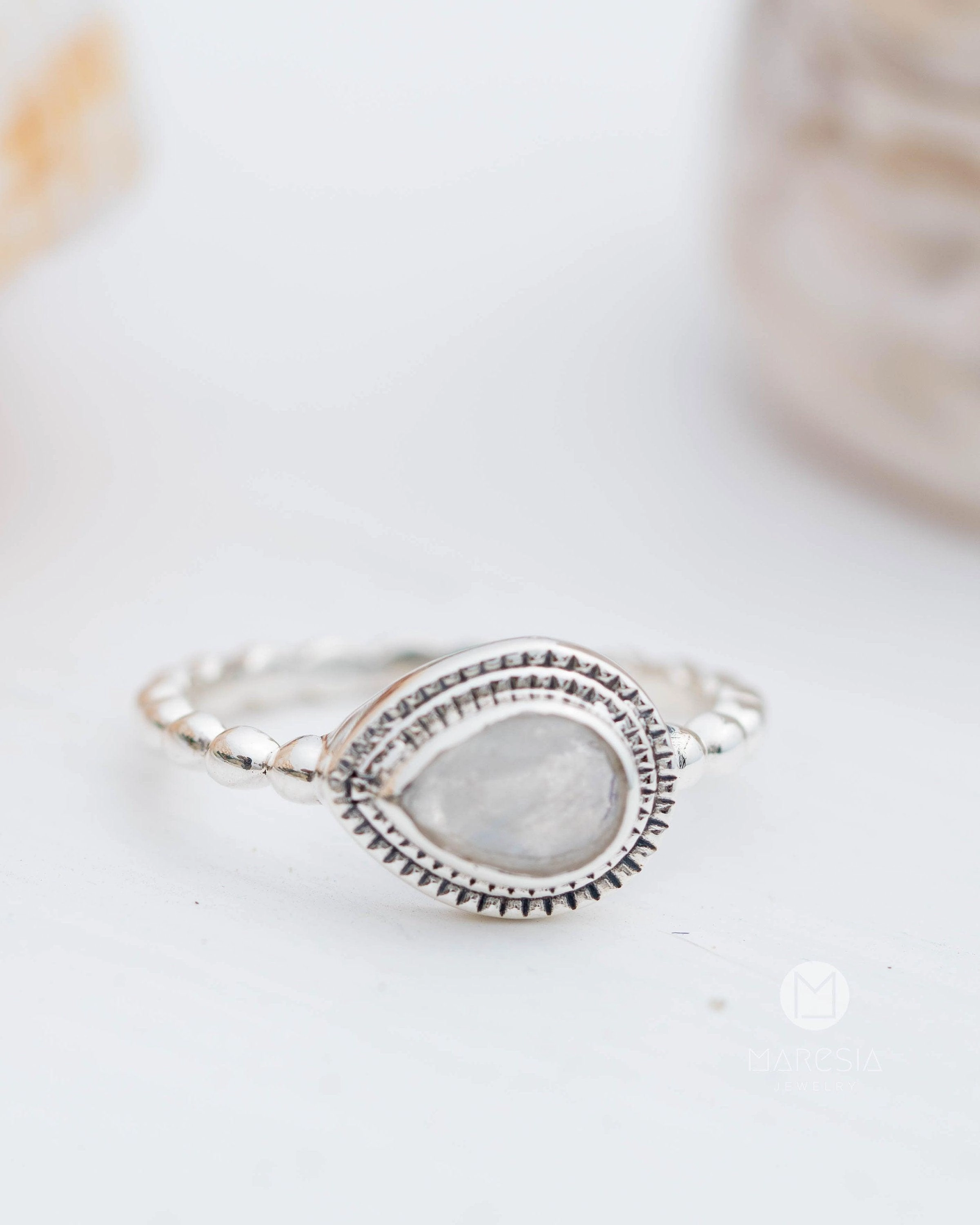 Tulum Moonstone Ring~ Sterling Silver 925 ~ MR255
