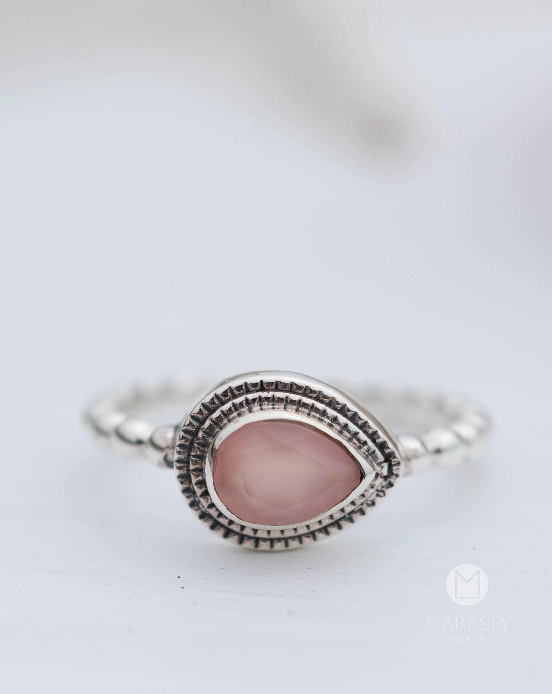 Tulum Pink chalcedony Ring ~ Sterling Silver 925 ~ MR254