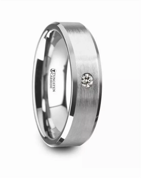 Tungsten Carbide 'Porter 8mm Brushed Diamond Wedding Band
