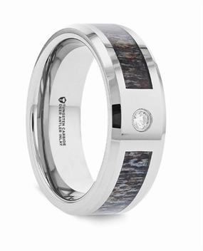 Tungsten Carbide Colton 8mm Ombre Deer Antler Inlay Diamond Wedding Band